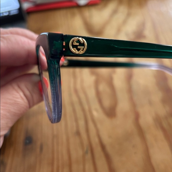 Gucci Green and Clear Cat-Eye Glasses - Picture 2 of 7